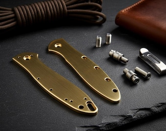 Escalas de latón Kershaw Leek / Piezas en blanco para grabado con kit de herrajes / Cuchillo pesado de latón macizo