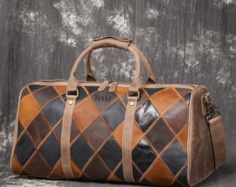Men's Genuine Leather Quilted Travel Bag with Top Layer Cowhide, Shoulder Bag, Business Travel Bag
