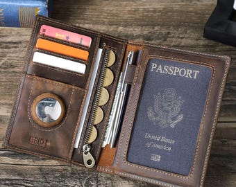 Personalized Leather Passport Holder: Leather Travel Wallet