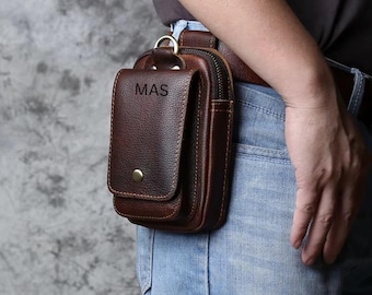 手作りのレザー製ウエストポーチ：パーソナライズされたヴィンテージ風ベルトバッグ