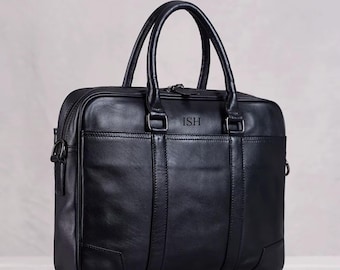 Leather Briefcase:  Laptop Bag, Handmade Office Handbag