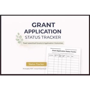 Strumento di monitoraggio dello stato delle richieste di sovvenzione stampabile / Registro delle richieste di sovvenzione / Pianificatore di monitoraggio dei finanziamenti per organizzazioni non profit in formato PDF