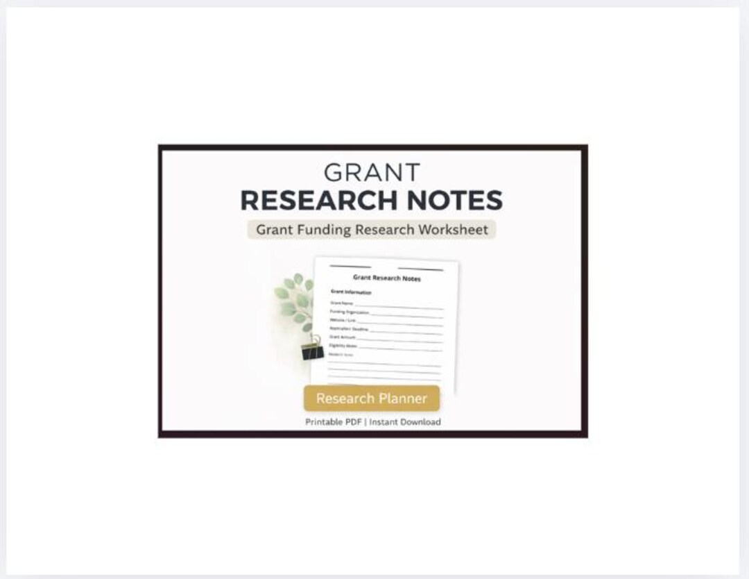 Grant Research Notes Printable | Grant Funding Research Worksheet ...