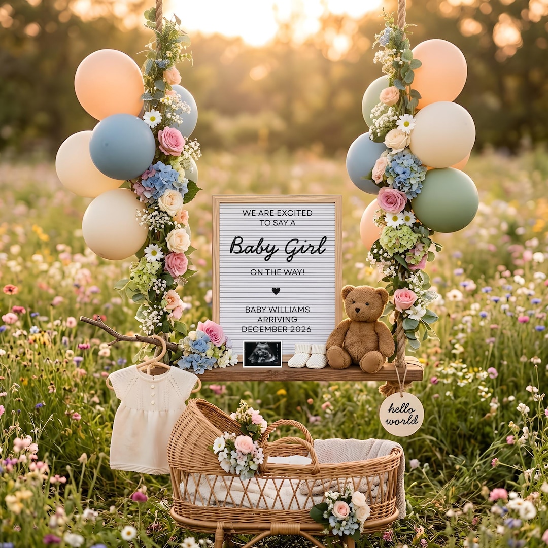 Girl Digital Pregnancy Announcement, Baby Announcement, Social Media ...