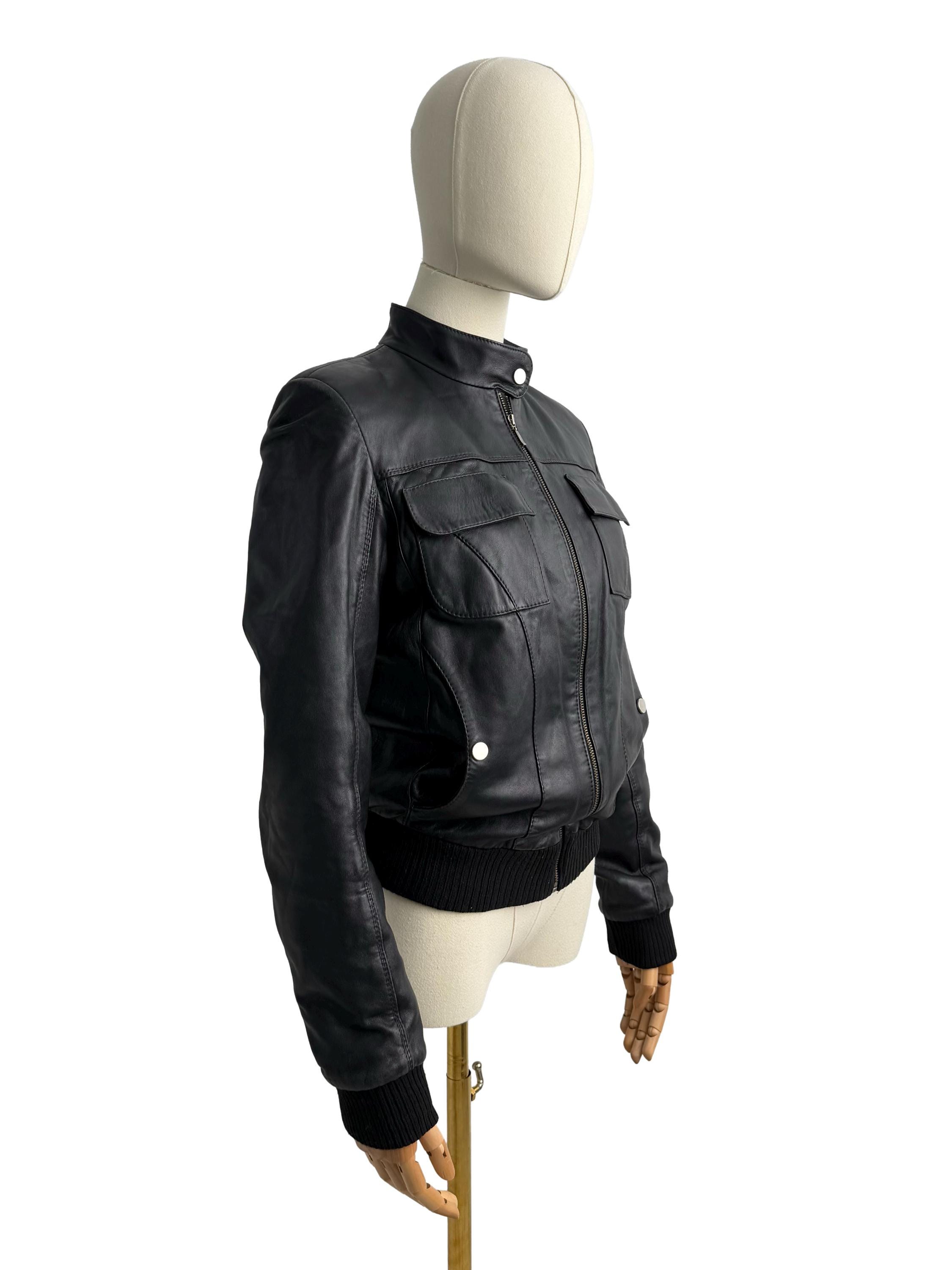 Cropped Black Leather 90s Jacket - Etsy