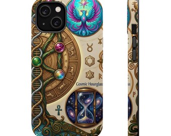 Funda para teléfono Reloj de arena cósmico / Arte de geometría sagrada, fénix místico, árbol de ADN