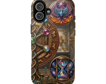 Funda para teléfono con diseño de rueda del zodíaco místico / Astrología celestial steampunk (iPhone serie 17)