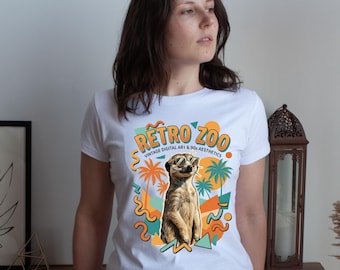 Camiseta vintage de suricata, camiseta con estampado animal estilo años 90 (réplica).