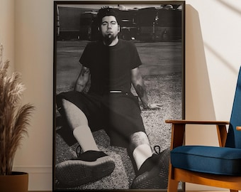 Deftones Chino Moreno Poster | Y2K Metal Wall Art | 90s Nu Metal Aesthetic Print | Rock Band Decor | Black & White Rock Fan Gift
