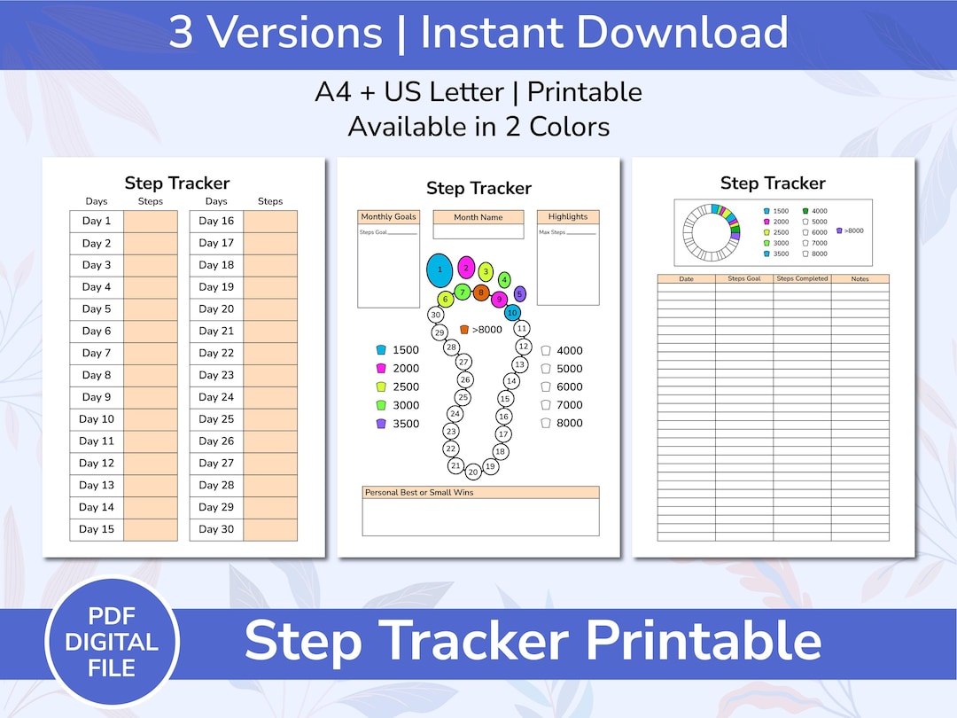 Monthly Step Tracker Printable PDF | Daily Step Log Sheet | Beginner ...