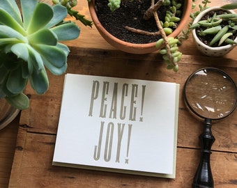 Peace! Joy! Christmas card - simple typography card