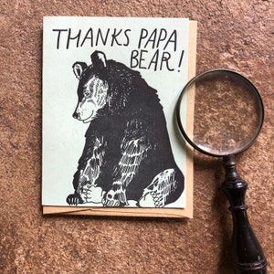 Thanks Papa Bear Father's Day Letterpress Card, Dad appreciation card image 2