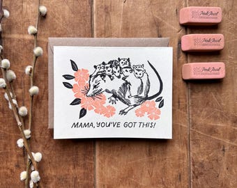 Possum Mother's Day Card Letterpress