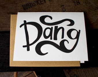 Tarjeta de felicitación con impresión tipográfica Dang