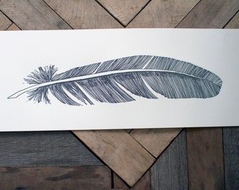 Ilustración de plumas, impresión artística tipográfica