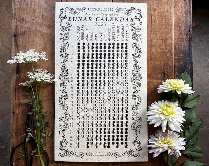 Lunar Calendar Letterpress Poster 2027