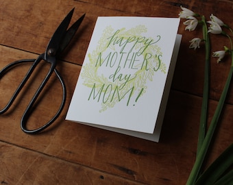 Happy Mother's Day Mom Letterpress Wreath Card