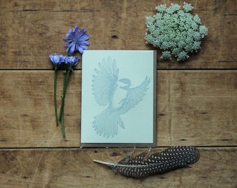 Chickadee Letterpress Blank Greeting Bird Card