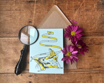 Flying Squirrel Majestic Birthday Letterpress Card