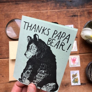 Thanks Papa Bear Father's Day Letterpress Card, Dad appreciation card image 3