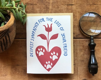 Pet Loss Card Letterpress Paw Print
