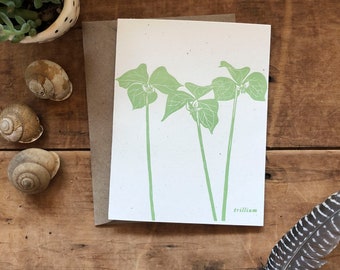 Trillium Letterpress Botanical Wildflower Card