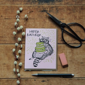 Raccoon Birthday Letterpress Card