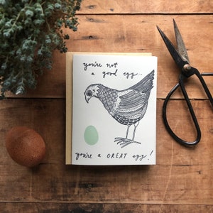 Good Egg Card - Letterpress chicken greeting card - blank inside