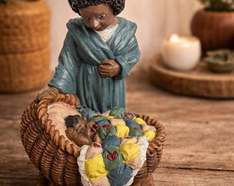 African American Mother/ Baby Figurine Carson Black Heritage Folk Art Statue Southern Cultural Home Decor Nostalgia Collectible Heirloom EB2