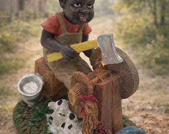 Vintage Farm Boy Figurine Country Life Collectible Statue, Rustic Farmhouse Decor Americana Shelf Accent Rural Childhood Nostalgia Gift EB2