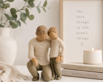 Willow Tree Father and Son Figurine by Susan Lordi, Demdaco Resin Sculpture, Dad and Child Keepsake, Sentimental Father’s Day Gift Decor