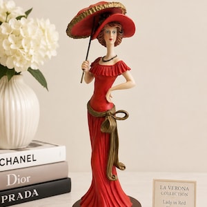 Victorian Woman Figurine Red Dress - Etsy