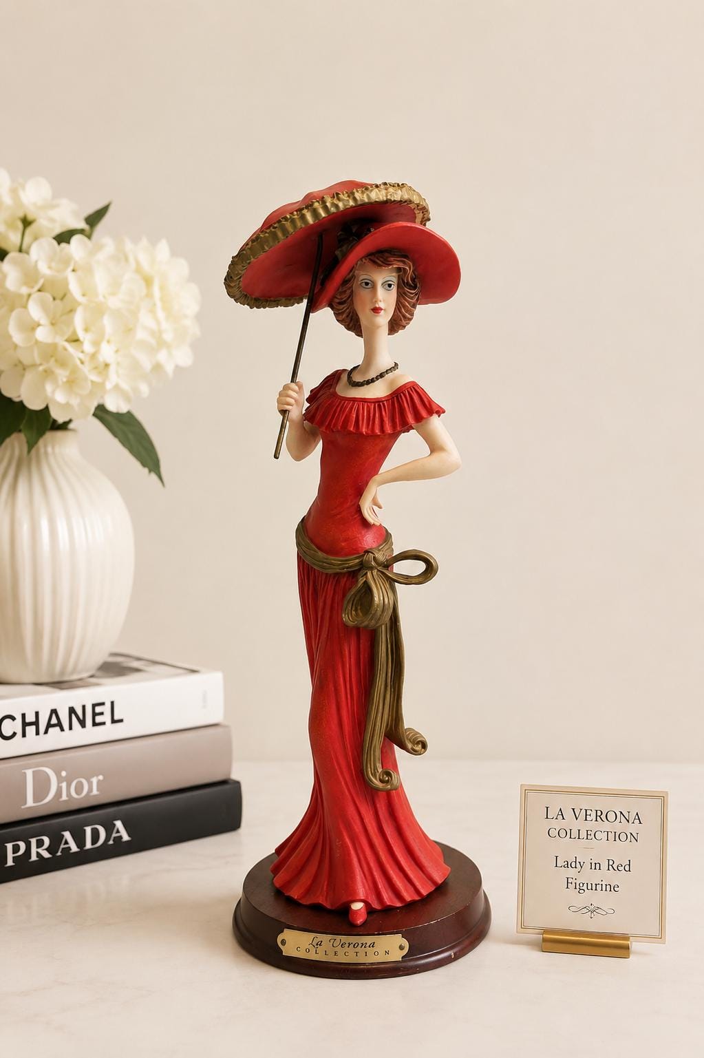   赤いドレスの女性像 陶器製置物 England Victorian Woman Figurine Red Dress - Etsy