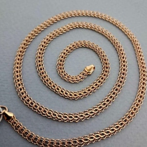 Vintage halsband i 14 karat guld med pytonormkedja, 45 cm, 6,87 g, massivt 585-guld, venetiansk ormkedja, nytt guldhalsband för kvinnor, present till henne