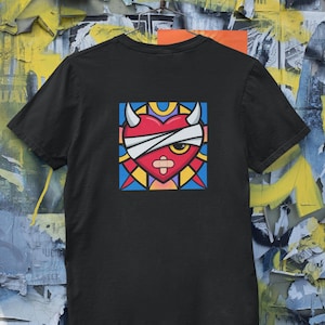 Devil Heart Shirt, Bandaged Demon Love Graphic Tee, Dark Pop Art Apparel
