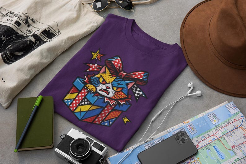Grumpy Cat Pop Art T-shirt, Angry Kitty Gift, Colorful Sarcastic Animal ...