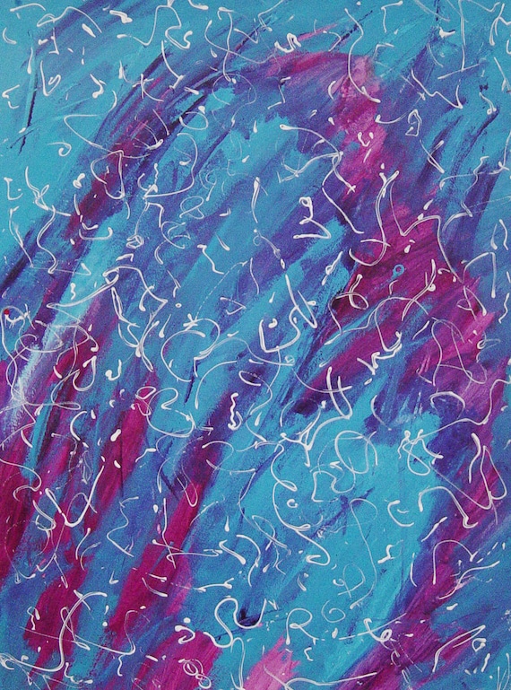 夢 抽象 モダンアート アクリル絵画 オリジナル 額入り&マット 22x28 