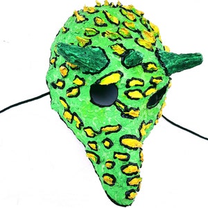 Green Dinosaur/Creature Handmande One of a kind Mask Glows In Dark Wall Art