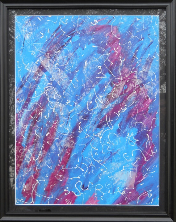夢 抽象 モダンアート アクリル絵画 オリジナル 額入り&マット 22x28