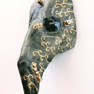 Black And Gold Large Nose Mask/Wall Art One of A Kind Plague Doctor Handmade