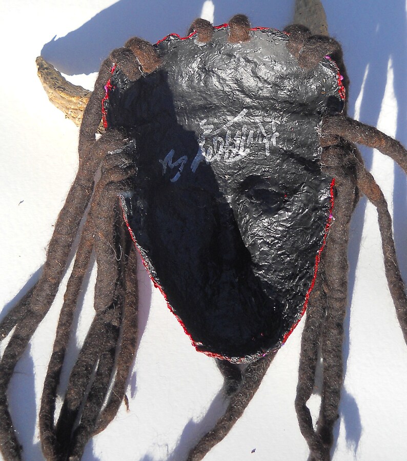 Red Devil With Gold Horns and Dreadlocks Mask/wall Art One Etsy