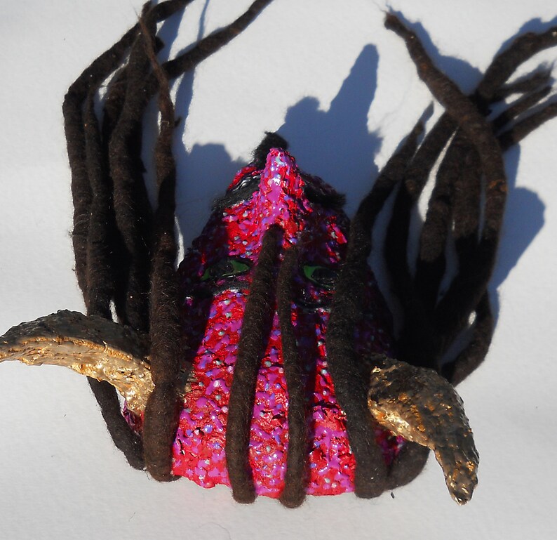 Red Devil With Gold Horns and Dreadlocks Mask/wall Art One Etsy