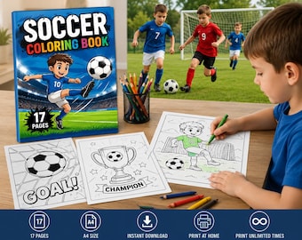 Libro da colorare di calcio per bambini / 17 pagine stampabili