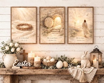 Tríptico cristiano para pared: Del sufrimiento a la resurrección (Descarga digital)