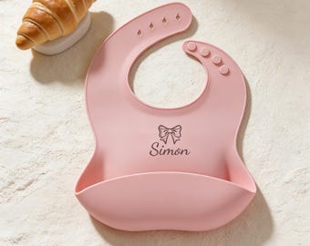 Personalisierte Baby Lätzchen - Silikon Sabber Lätzchen mit Name | Geschenk für Kleinkinder zum 1