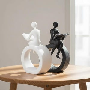 Lesebuch Skulptur, Buch-Liebhaber-Dekor, Leser-Figur, modernes Bücherregal-Dekor, minimalistische Lesestatue, Bibliothek-Dekor