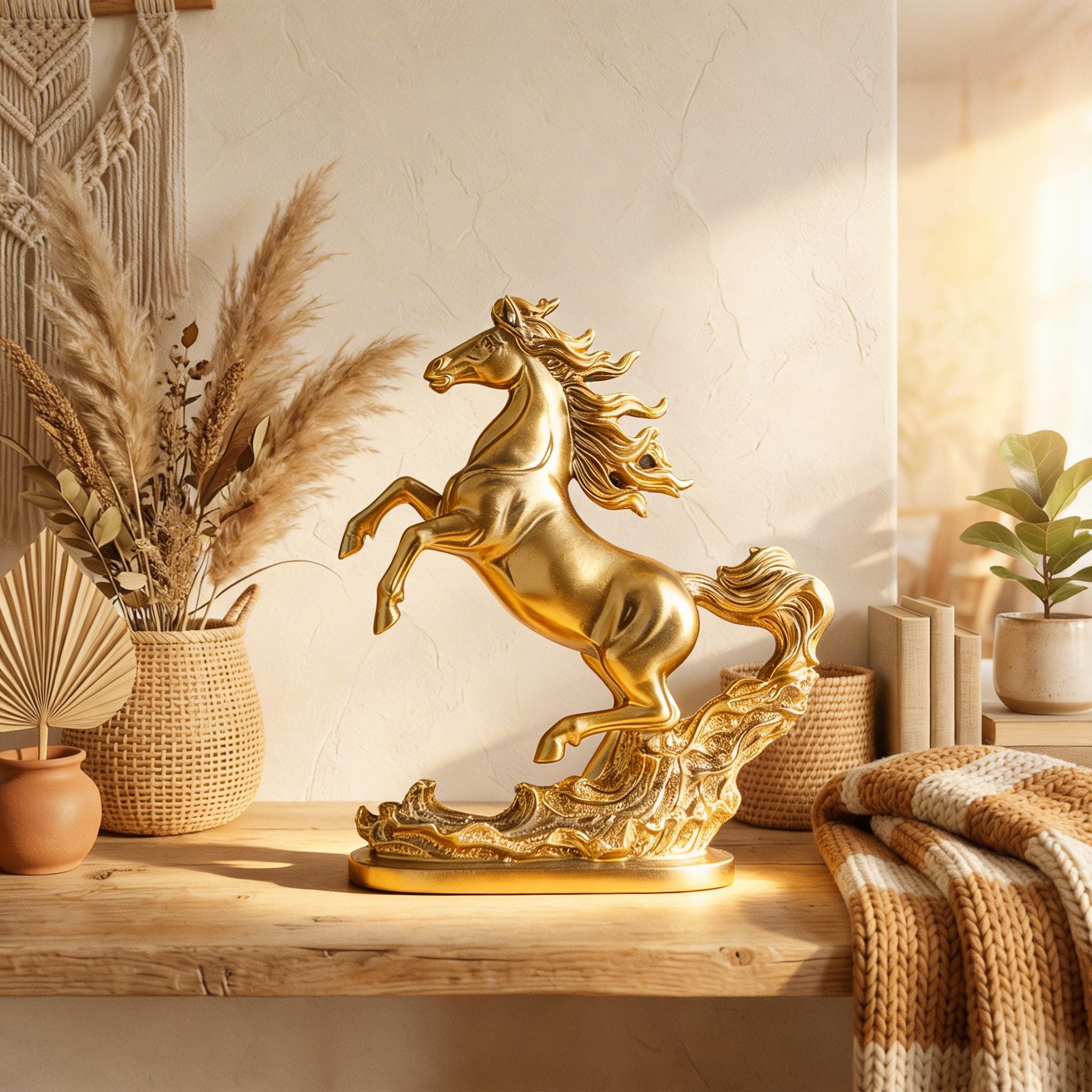 Gold horse statue - Etsy 日本