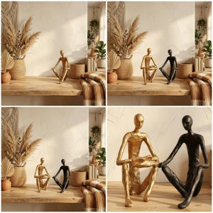 Skulptur för läsande man, dekor av bokälskare, abstrakt läsarstaty bild 5