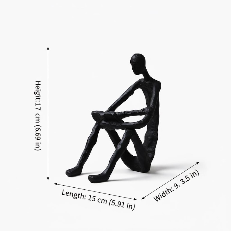 Skulptur för läsande man, dekor av bokälskare, abstrakt läsarstaty bild 7