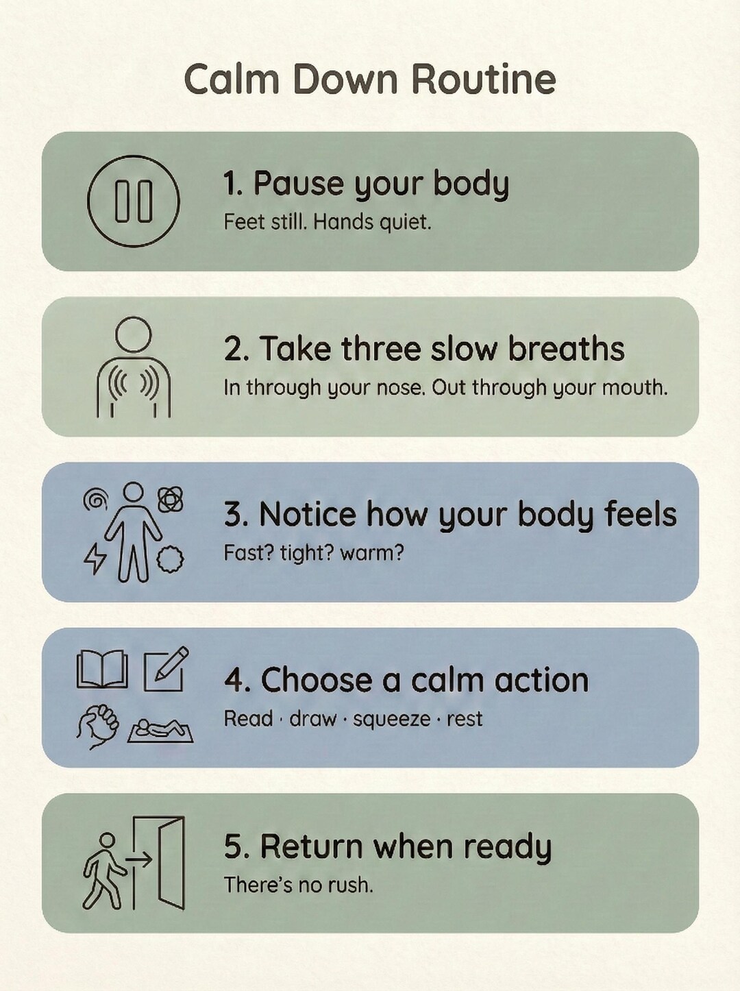 Calm Down Routine for Kids | Emotional Regulation Chart ...